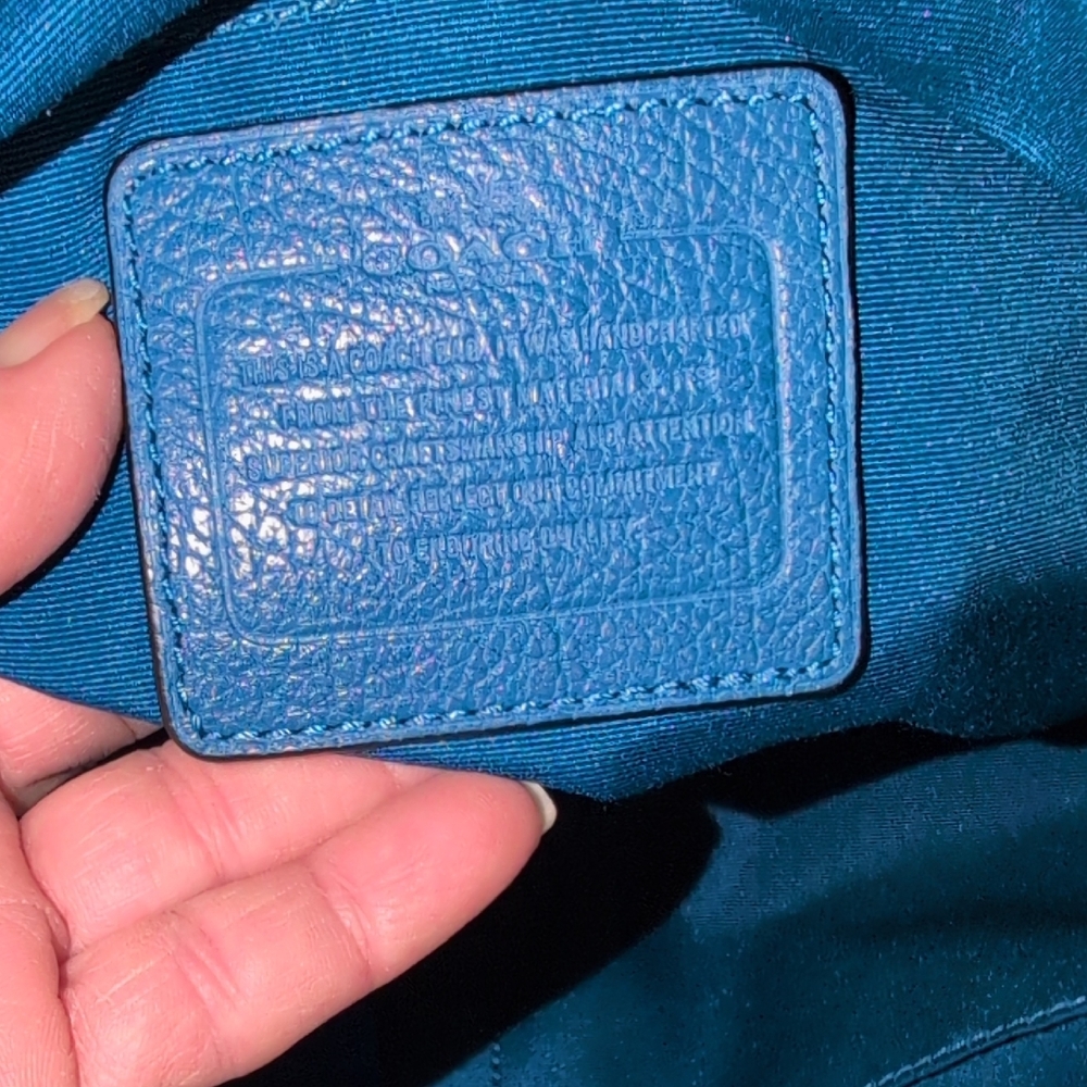 Coach Mickie Satchel In Blue Pebble Leather 2 Ways To Carry - Picture 13 of 16